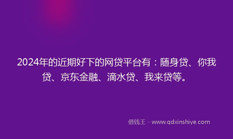 2024年的近期好下的网贷平台有：随身贷、你我贷、京东金融、滴水贷、我来贷等。