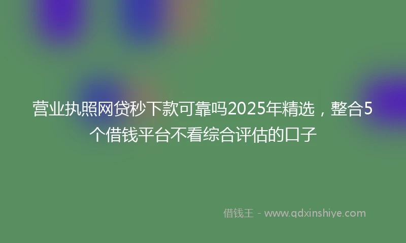 营业执照网贷秒下款可靠吗2025年精选，整合5个借钱平台不看综合评估的口子