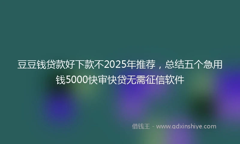 豆豆钱贷款好下款不2025年推荐，总结五个急用钱5000快审快贷无需征信软件