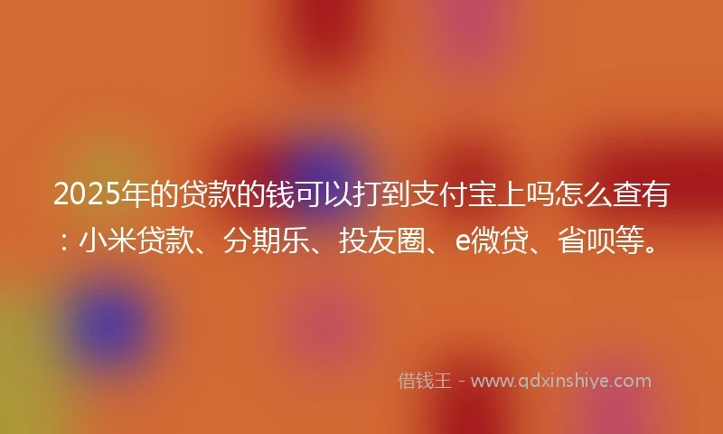 2025年的贷款的钱可以打到支付宝上吗怎么查有：小米贷款、分期乐、投友圈、e微贷、省呗等。