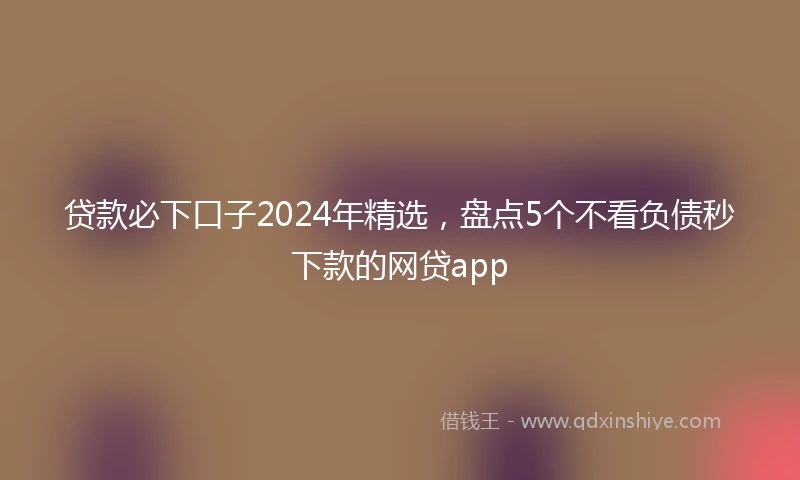 贷款必下口子2024年精选，盘点5个不看负债秒下款的网贷app