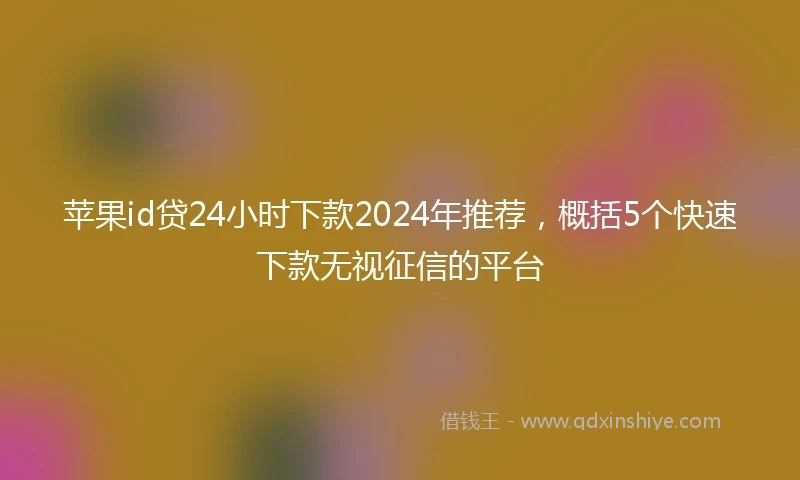 苹果id贷24小时下款2024年推荐，概括5个快速下款无视征信的平台