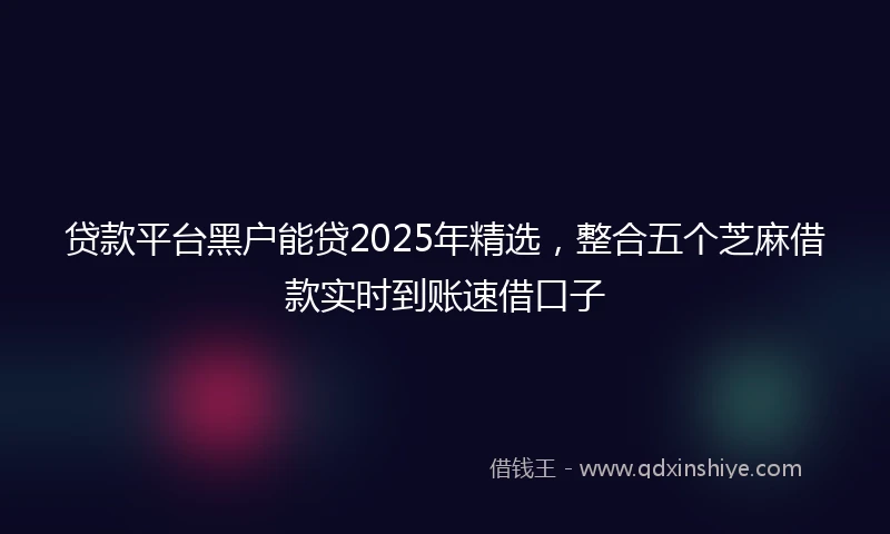 贷款平台黑户能贷2025年精选，整合五个芝麻借款实时到账速借口子
