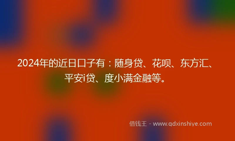 2024年的近日口子有：随身贷、花呗、东方汇、平安i贷、度小满金融等。