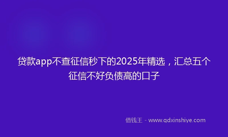 贷款app不查征信秒下的2025年精选，汇总五个征信不好负债高的口子