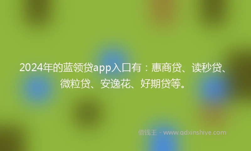2024年的蓝领贷app入口有：惠商贷、读秒贷、微粒贷、安逸花、好期贷等。