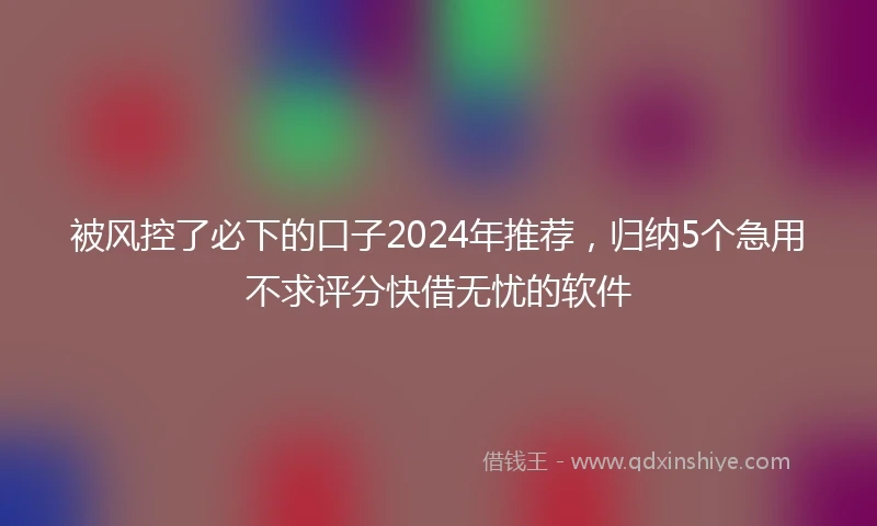 被风控了必下的口子2024年推荐，归纳5个急用不求评分快借无忧的软件