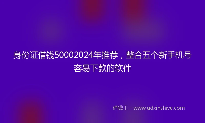 身份证借钱50002024年推荐，整合五个新手机号容易下款的软件