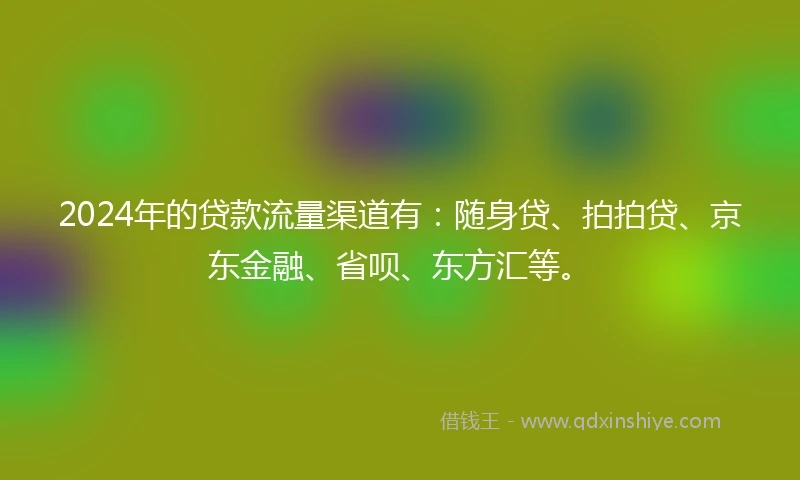 2024年的贷款流量渠道有:随身贷、拍拍贷、京东金融、省呗、东方汇等。