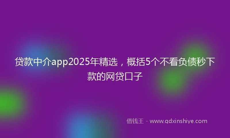 贷款中介app2025年精选，概括5个不看负债秒下款的网贷口子