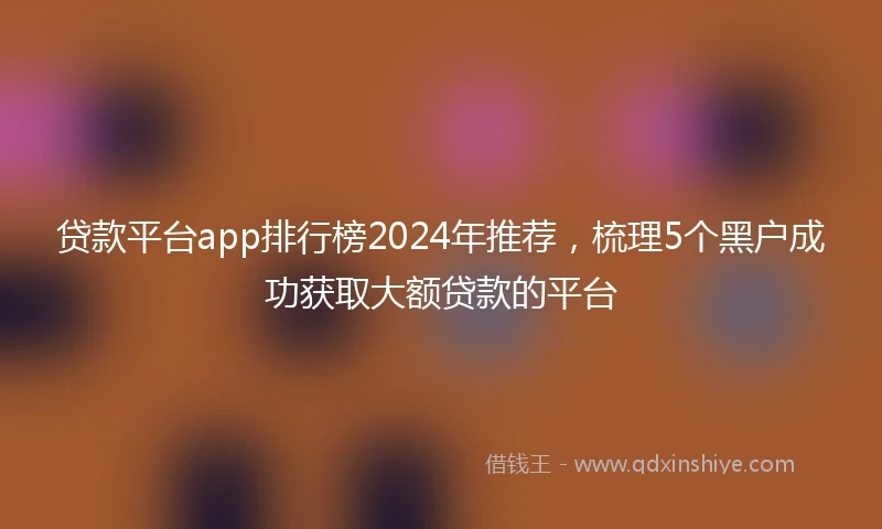 贷款平台app排行榜2024年推荐，梳理5个黑户成功获取大额贷款的平台