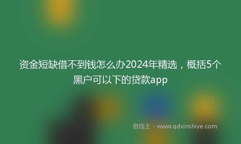 资金短缺借不到钱怎么办2024年精选，概括5个黑户可以下的贷款app