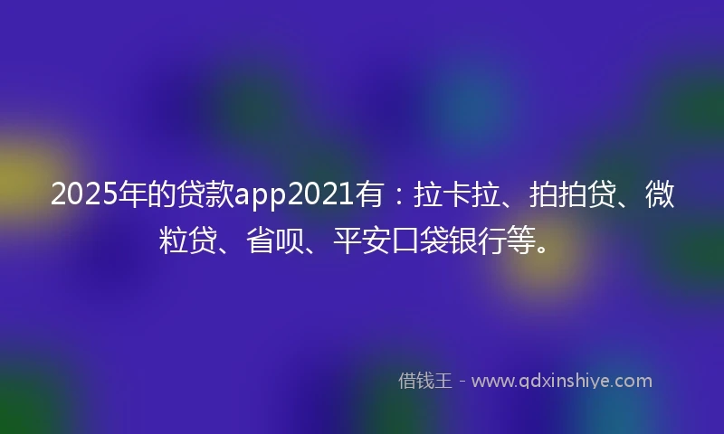 2025年的贷款app2021有：拉卡拉、拍拍贷、微粒贷、省呗、平安口袋银行等。