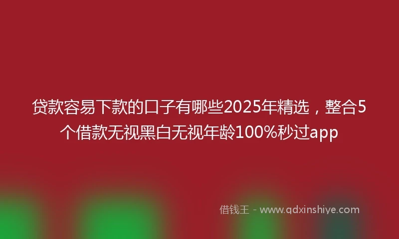贷款容易下款的口子有哪些2025年精选，整合5个借款无视黑白无视年龄100%秒过app