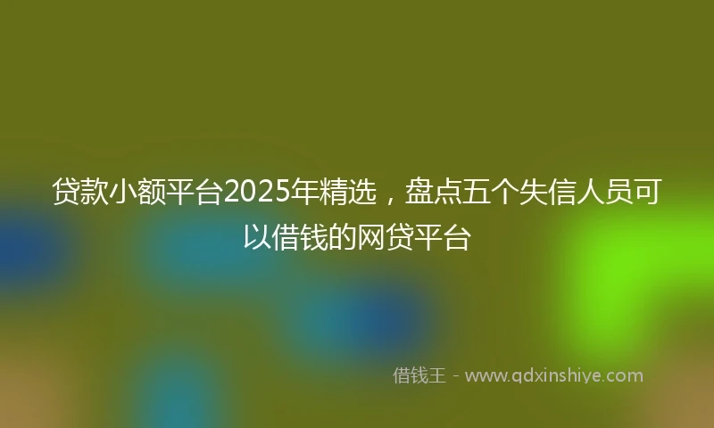 贷款小额平台2025年精选，盘点五个失信人员可以借钱的网贷平台