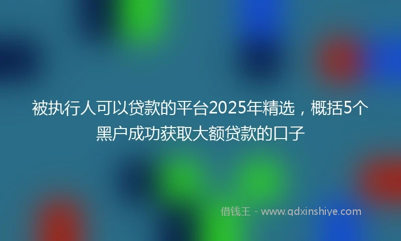 被执行人可以贷款的平台2025年精选，概括5个黑户成功获取大额贷款的口子