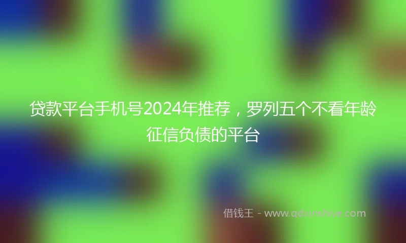 贷款平台手机号2024年推荐，罗列五个不看年龄征信负债的平台