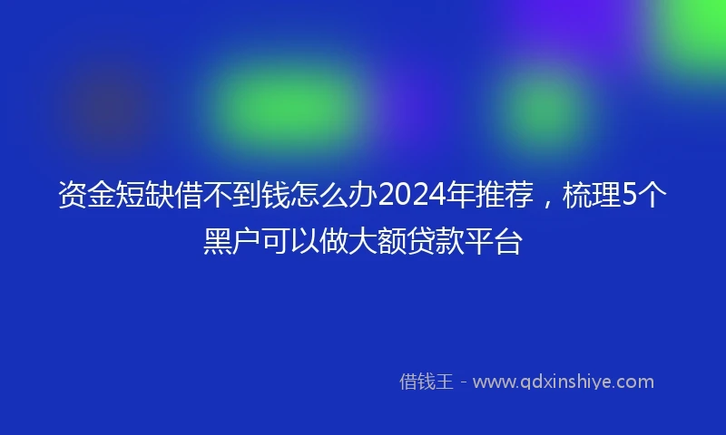 资金短缺借不到钱怎么办2024年推荐，梳理5个黑户可以做大额贷款平台