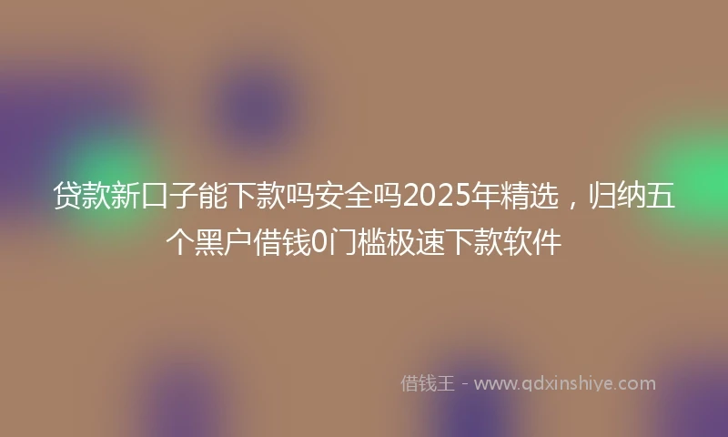 贷款新口子能下款吗安全吗2025年精选,归纳五个黑户借钱0门槛极速下款软件