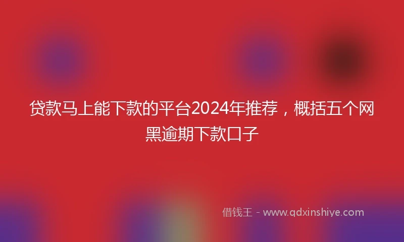 贷款马上能下款的平台2024年推荐，概括五个网黑逾期下款口子