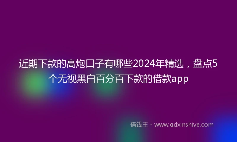 近期下款的高炮口子有哪些2024年精选，盘点5个无视黑白百分百下款的借款app