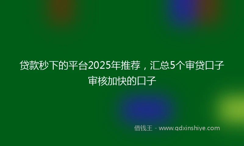 贷款秒下的平台2025年推荐，汇总5个审贷口子审核加快的口子