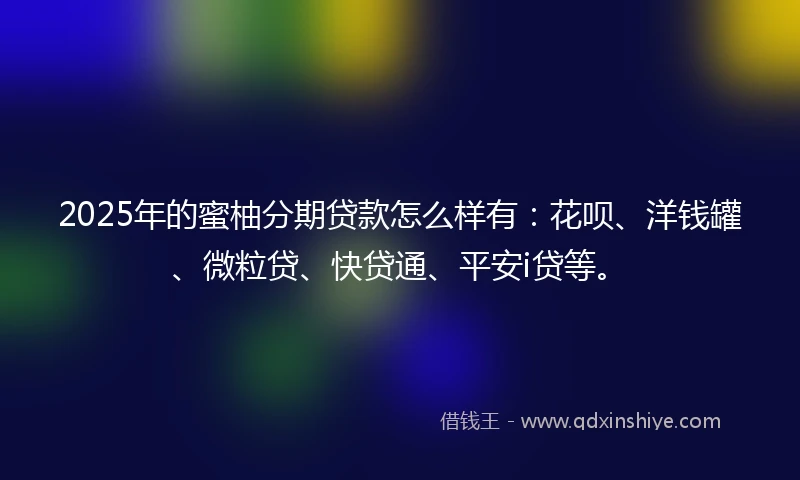 2025年的蜜柚分期贷款怎么样有：花呗、洋钱罐、微粒贷、快贷通、平安i贷等。