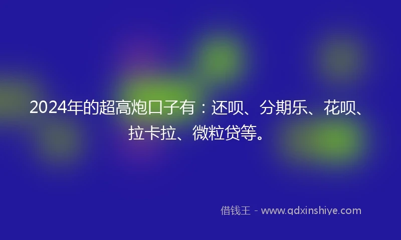 2024年的超高炮口子有：还呗、分期乐、花呗、拉卡拉、微粒贷等。
