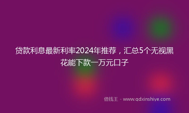 贷款利息最新利率2024年推荐，汇总5个无视黑花能下款一万元口子