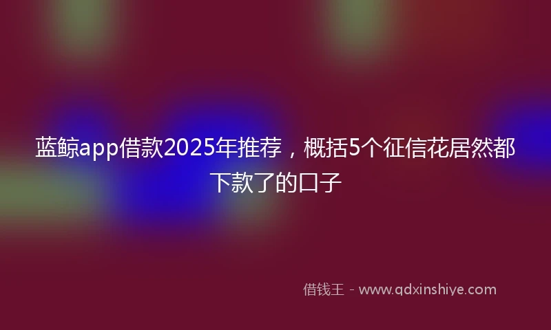 蓝鲸app借款2025年推荐，概括5个征信花居然都下款了的口子