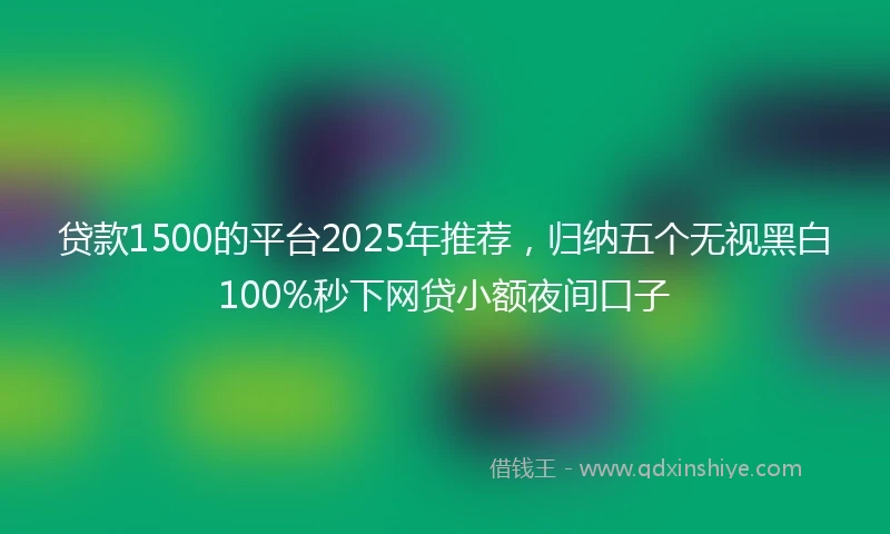 贷款1500的平台2025年推荐，归纳五个无视黑白100%秒下网贷小额夜间口子