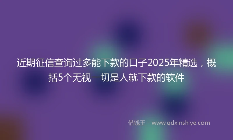 近期征信查询过多能下款的口子2025年精选，概括5个无视一切是人就下款的软件