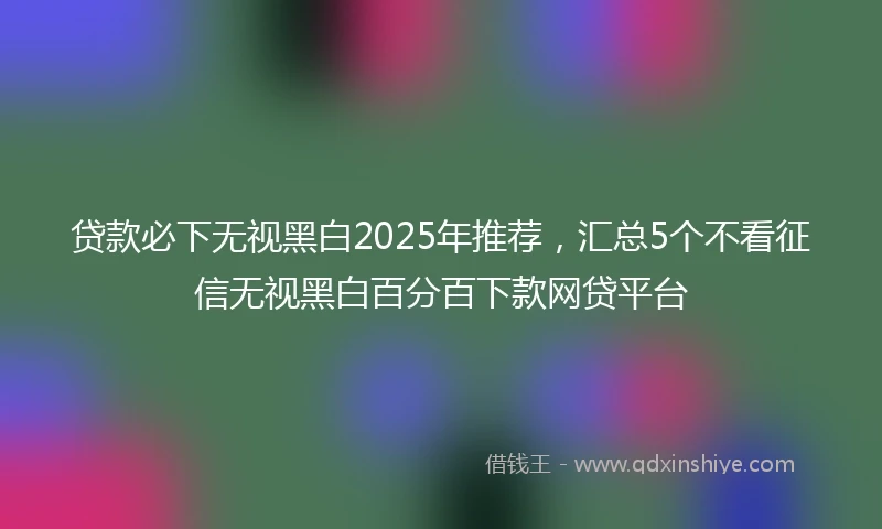 贷款必下无视黑白2025年推荐，汇总5个不看征信无视黑白百分百下款网贷平台