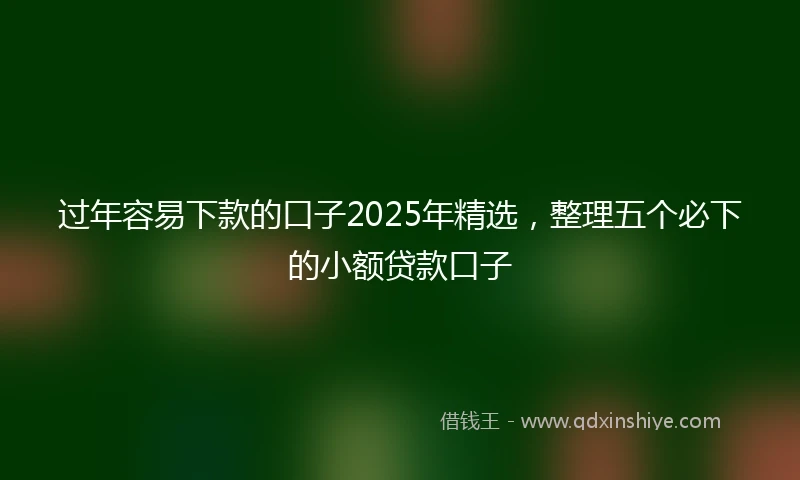 过年容易下款的口子2025年精选，整理五个必下的小额贷款口子
