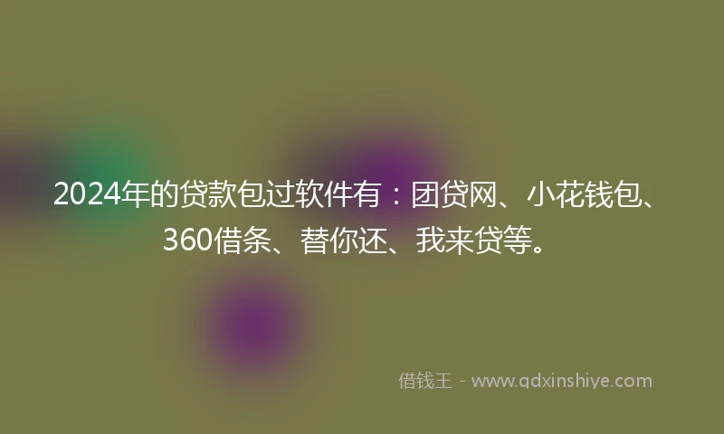2024年的贷款包过软件有：团贷网、小花钱包、360借条、替你还、我来贷等。