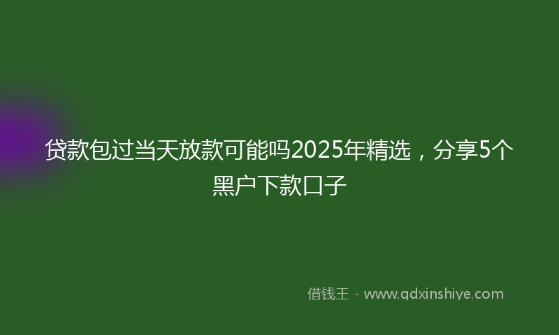 贷款包过当天放款可能吗2025年精选，分享5个黑户下款口子