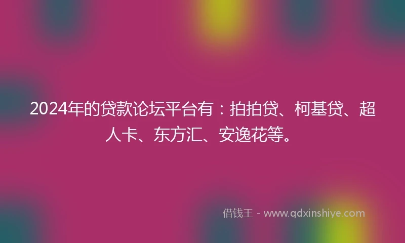 2024年的贷款论坛平台有：拍拍贷、柯基贷、超人卡、东方汇、安逸花等。