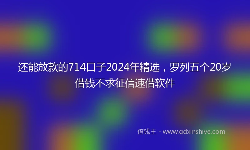 还能放款的714口子2024年精选，罗列五个20岁借钱不求征信速借软件