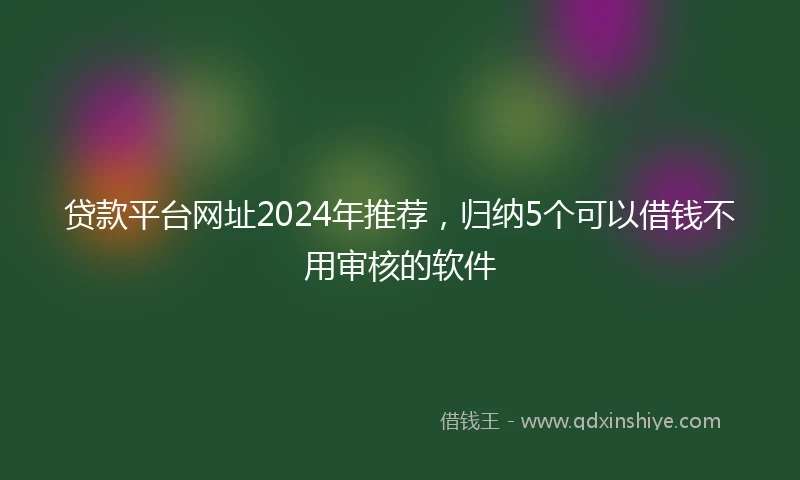 贷款平台网址2024年推荐，归纳5个可以借钱不用审核的软件