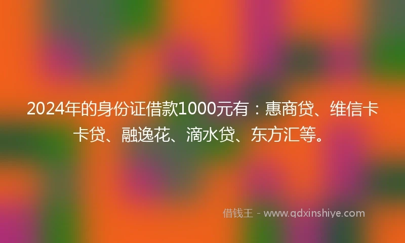 2024年的身份证借款1000元有:惠商贷、维信卡卡贷、融逸花、滴水贷、东方汇等。