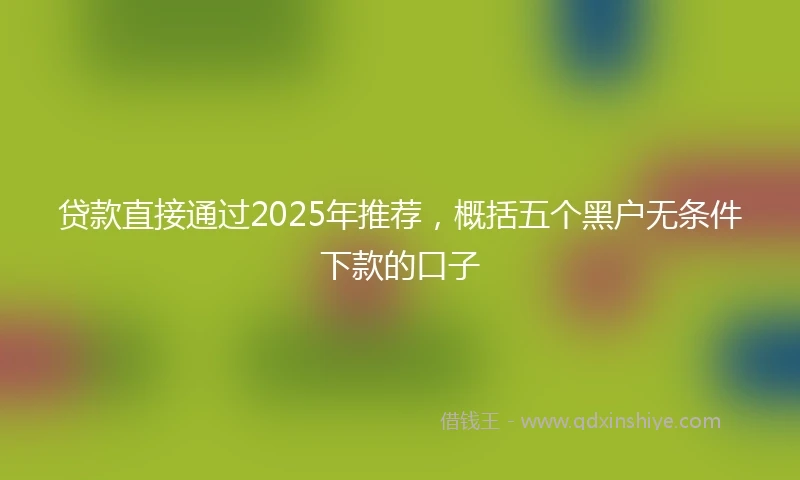 贷款直接通过2025年推荐,概括五个黑户无条件下款的口子