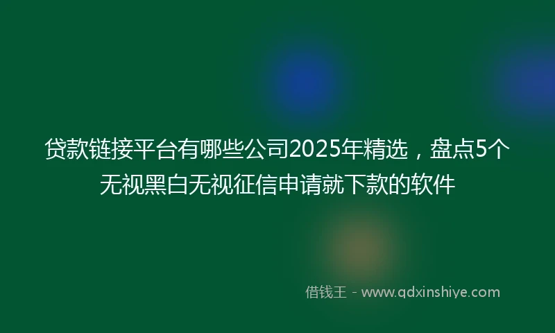 贷款链接平台有哪些公司2025年精选,盘点5个无视黑白无视征信申请就下款的软件