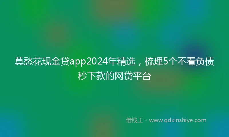 莫愁花现金贷app2024年精选，梳理5个不看负债秒下款的网贷平台