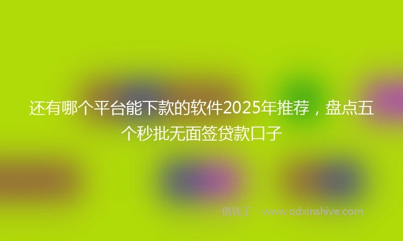 还有哪个平台能下款的软件2025年推荐，盘点五个秒批无面签贷款口子