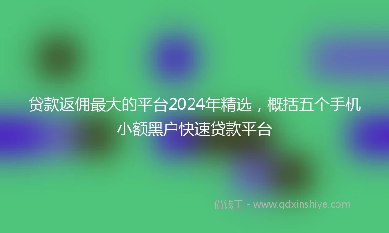 贷款返佣最大的平台2024年精选，概括五个手机小额黑户快速贷款平台