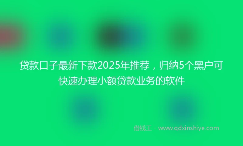 贷款口子最新下款2025年推荐，归纳5个黑户可快速办理小额贷款业务的软件