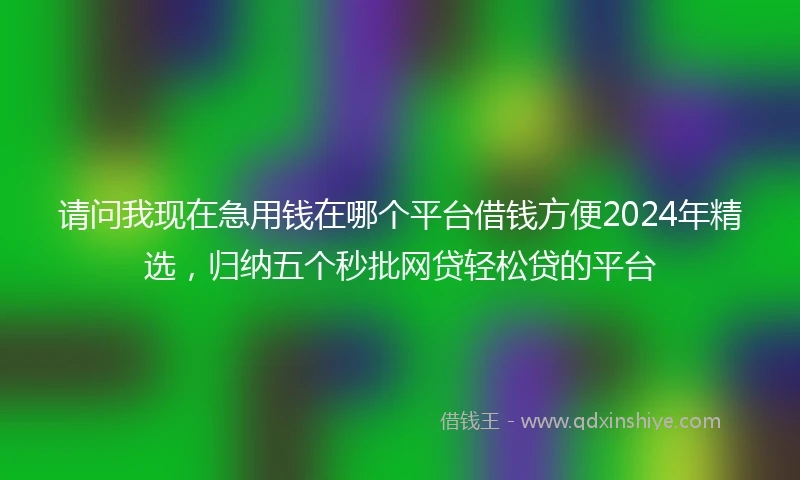 请问我现在急用钱在哪个平台借钱方便2024年精选，归纳五个秒批网贷轻松贷的平台