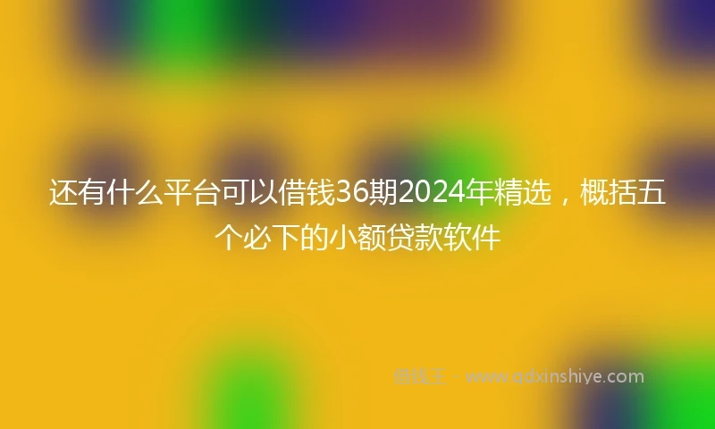 还有什么平台可以借钱36期2024年精选，概括五个必下的小额贷款软件