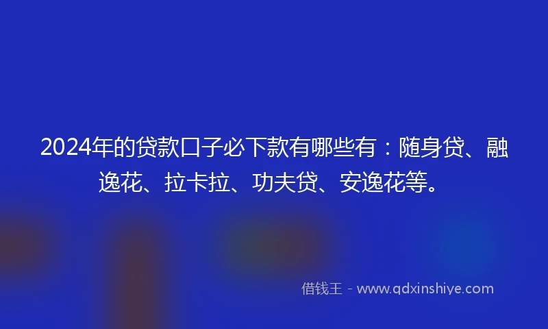 2024年的贷款口子必下款有哪些有：随身贷、融逸花、拉卡拉、功夫贷、安逸花等。