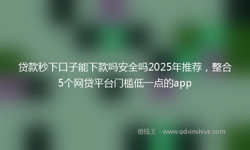 贷款秒下口子能下款吗安全吗2025年推荐，整合5个网贷平台门槛低一点的app
